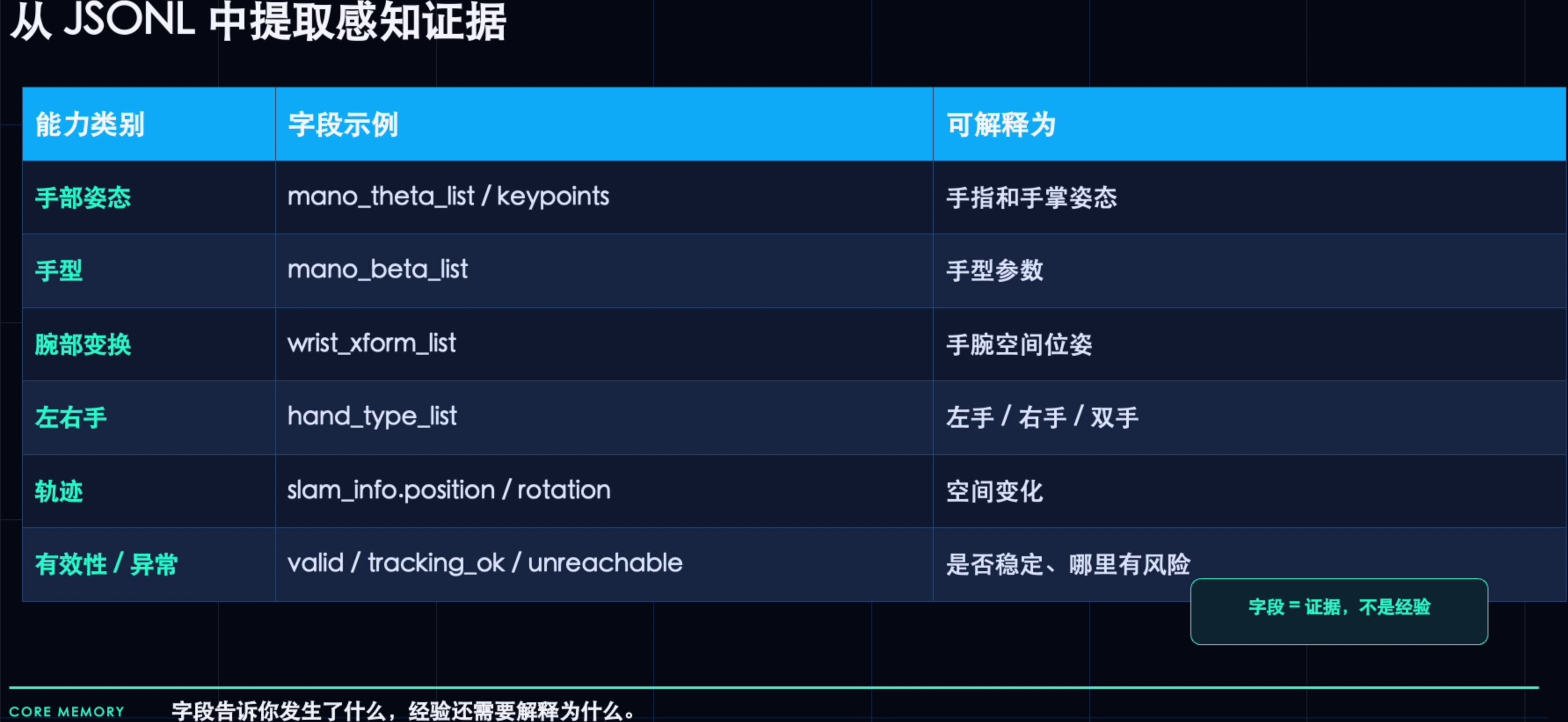 HandPose 输出的四类 JSON 文件